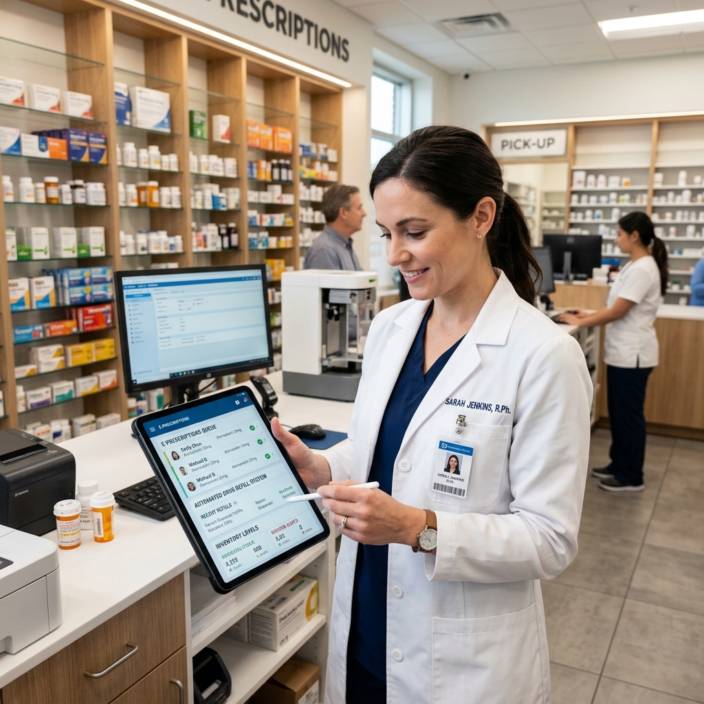 Pharmacy management system e-prescription queue and inventory dashboard