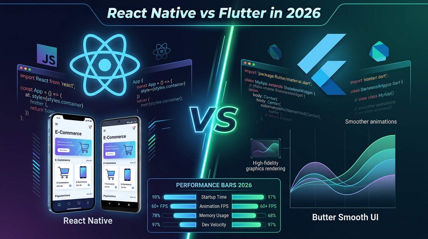 React Native vs Flutter in 2026: Which Should You Choose for Your App? cover illustration