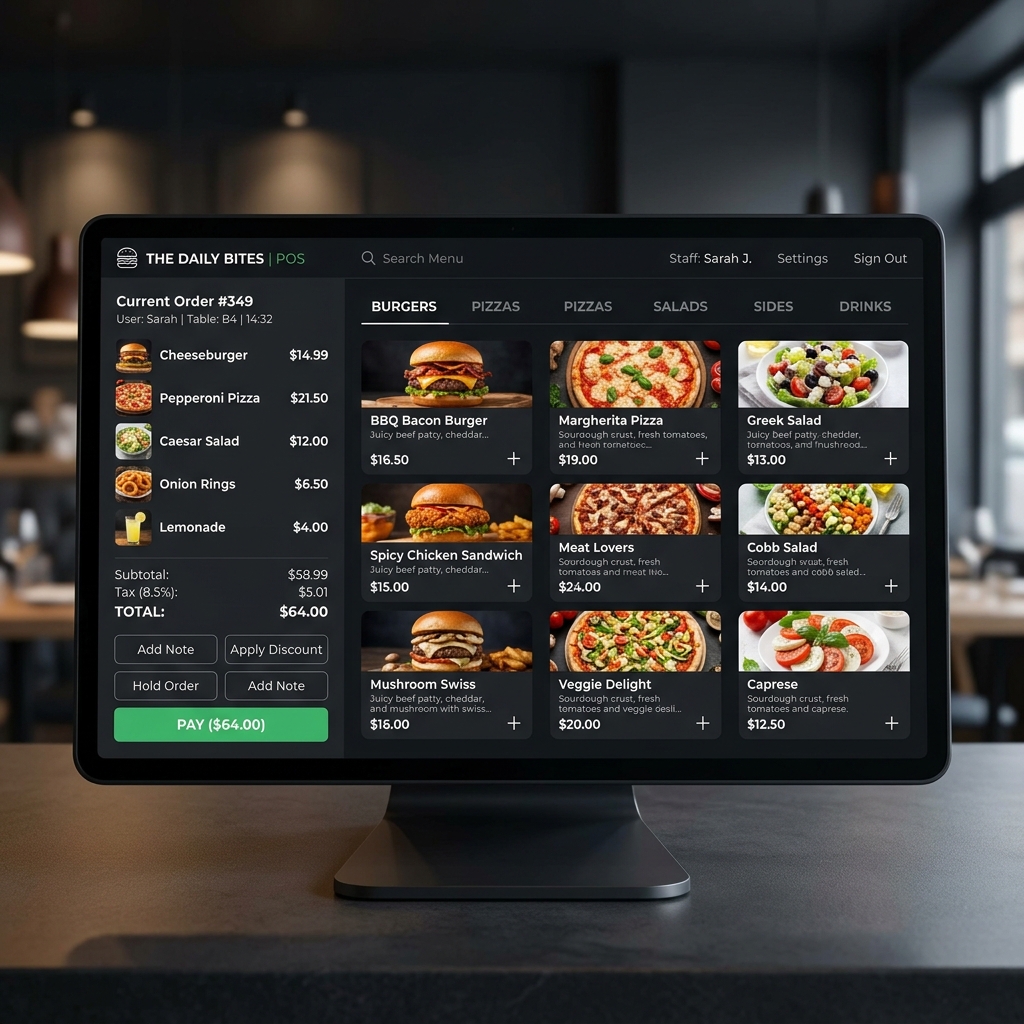 Restaurant POS Billing Interface Mockup