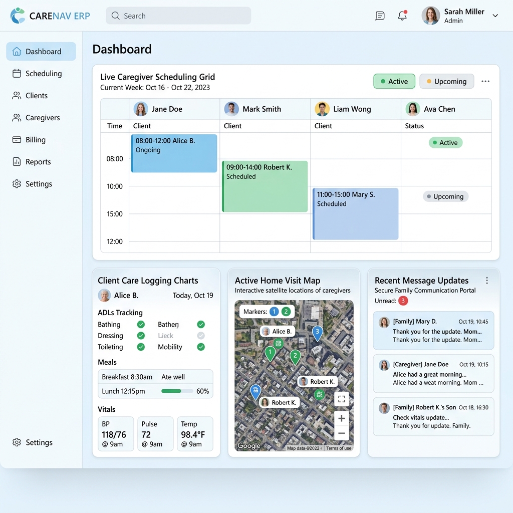 CareNav ERP Dashboard Live Interactive Screen Preview